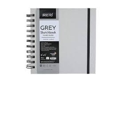 BRUSTRO 6 x 6 120GSM GREY Toned Paper Sketch Book 120pgs
